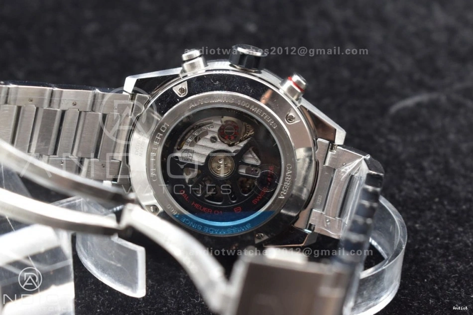 SS 01 on A1887 Chrono Best Black Calibre Dial Bracelet SS XF Strap 1:1 Edition Heuer 0209